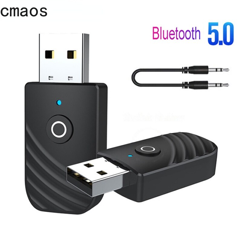 Bluetooth 5.0 Adapter Aux Audio Ontvanger Zender 2 In 1 3.5Mm Jack Draadloze Adapter Met Led Voor Tv Koptelefoon pc Auto Computer