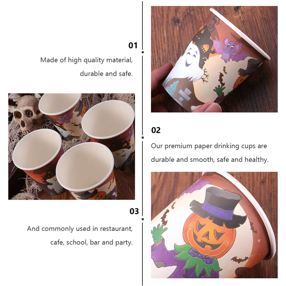 20Pcs Paper Cups Halloween Disposable Drinking Cups Party Paper Supplies