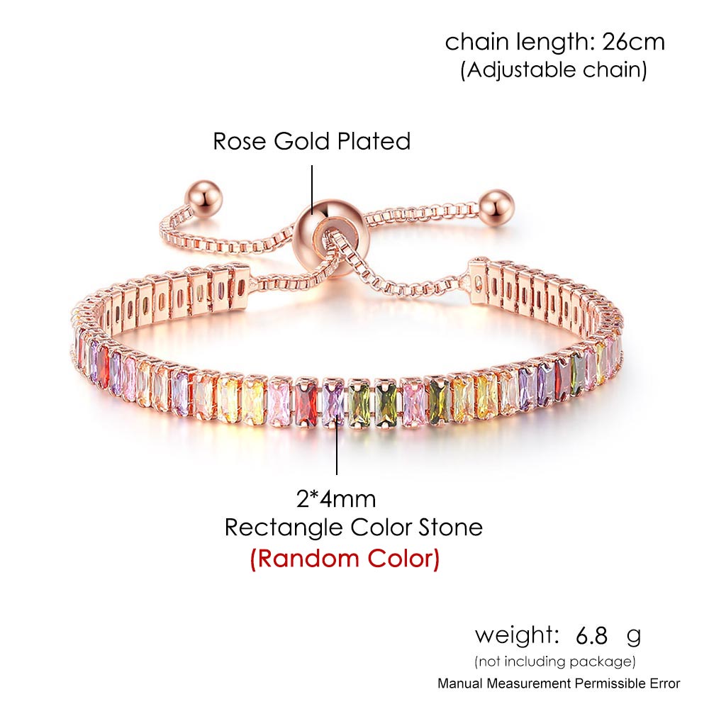 Braccialetti da Tennis multicolori regolabili per le donne signore matrimonio arcobaleno colorato zircone braccialetto di fascino mano catena gioielli DZH043