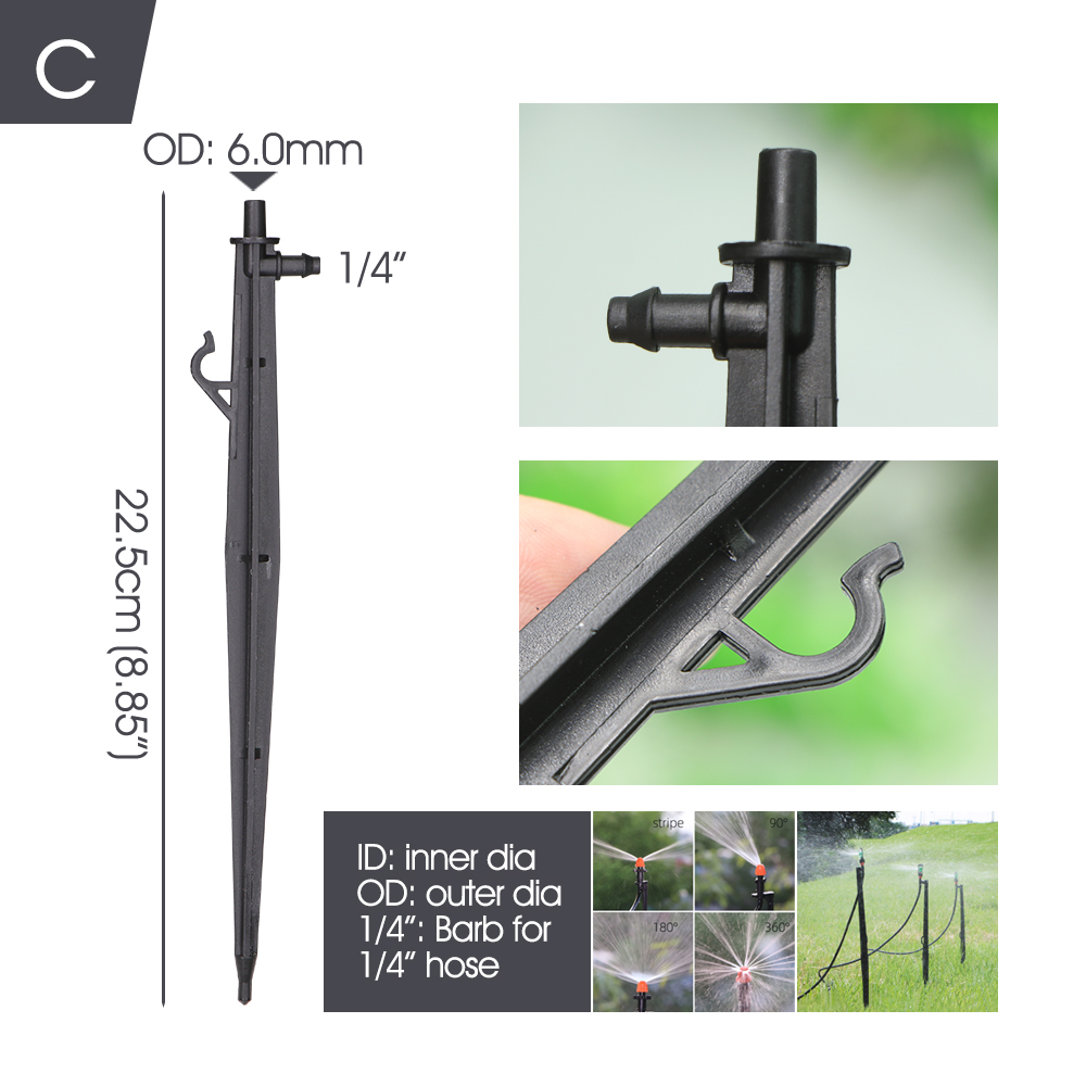 11-50CM Micro Sprinkler Stakes Garden Water Nozzle Spray Support 6.0/7.5mm Joints Greenhouse Yard Irrigation Watering Brackets: Silver / 1/2''