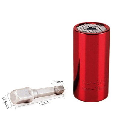Torque Wrench Universal Sleeve Head Set Magic Socket Sleeve 7-19mm Spanner Key Style Grip Multi Hand Tools Cr-v Sleeve: Red