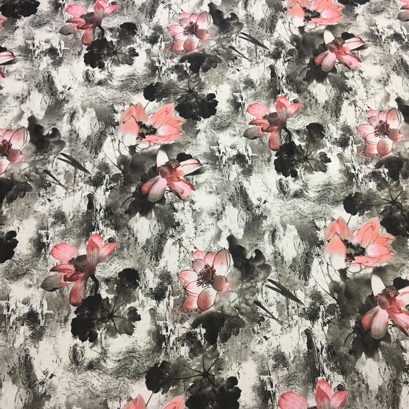 Traditionelle chinses blæk maleri print lotus blomst stol polstring sofa lænestol fløjl stof dekorative pude klud 140cm