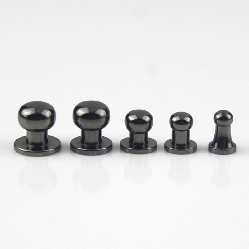 10Sets Multi Maten Massief Messing Riem Zak Schroef Klinknagel Knop Ronde Knop Schroef In Knop Studs Leren Craft Accessoires levert: Black / 8x6mm