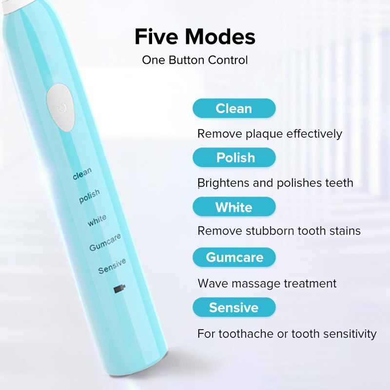 Electric Toothbrush Rechargeable 5 Modes Sonic Toothbrush with 4 Brush Head Waterproof Timer Tooth Brush Whitening For All