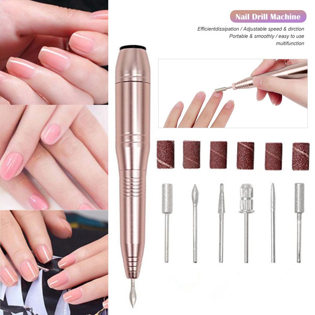 Draagbare nagelboormachine pen elektrische nagelboor bit nagelvijl manicure pedicureset slijper acryl gelnagels opruiming