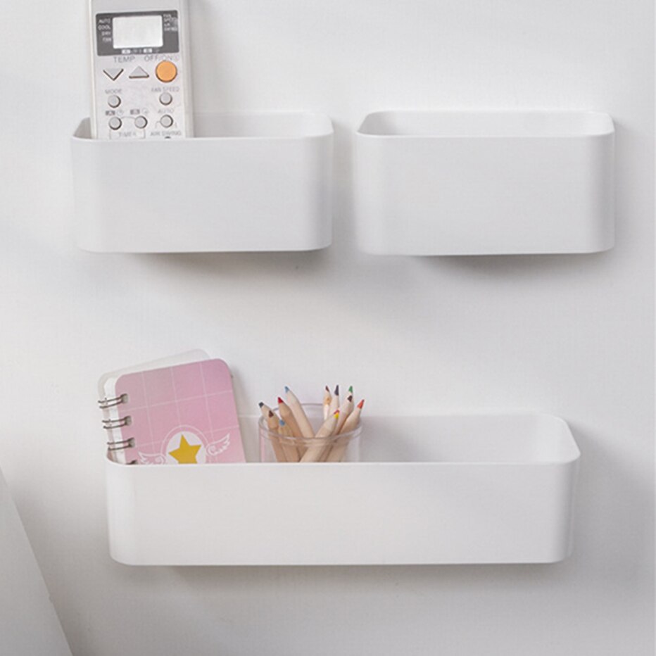 Mounted Wall Storage Box Cosmetic Rack Makeup Bathroom Remote Holder Control Hanger Organizer Storage Decor Bathroom Accessorie