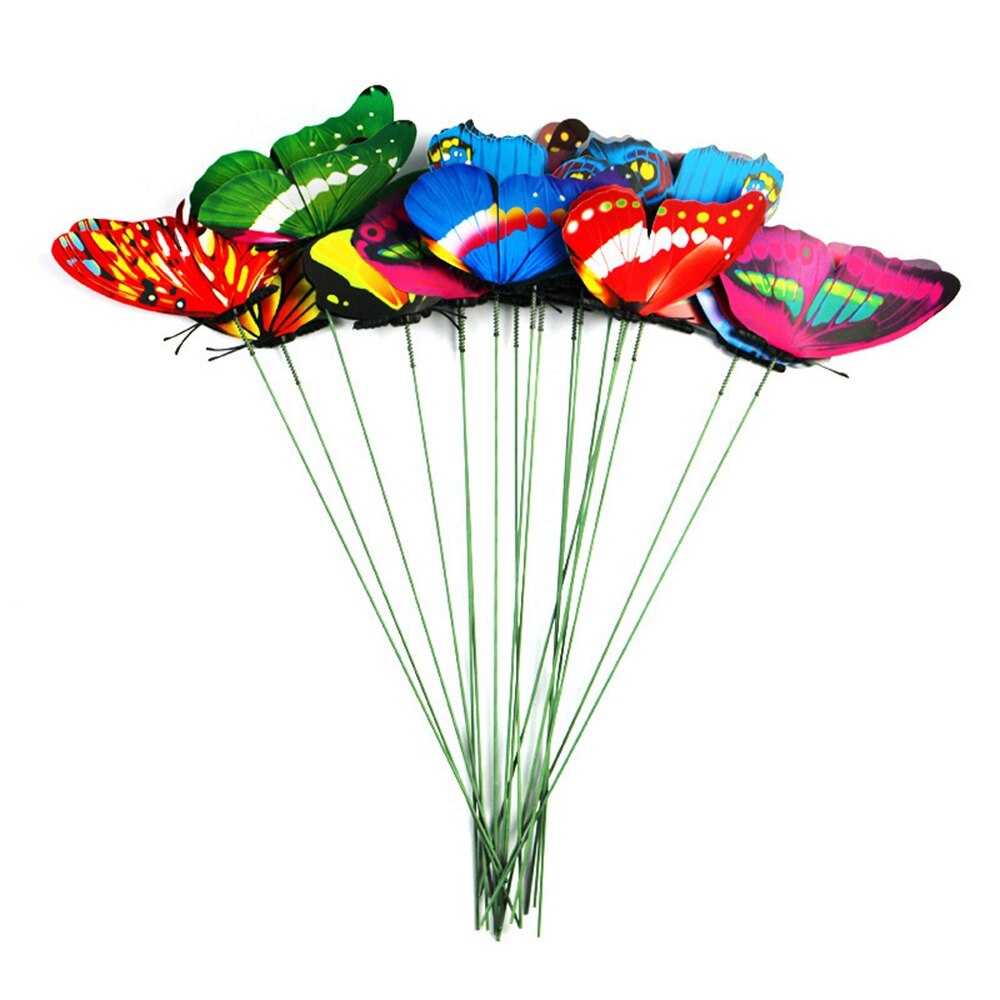 10/20/50Pcs Vlinders Tuin Decoratie Outdoor Yard Planter Kleurrijke Grillige Vlinder Stakes Bloempotten Jardineria Decor
