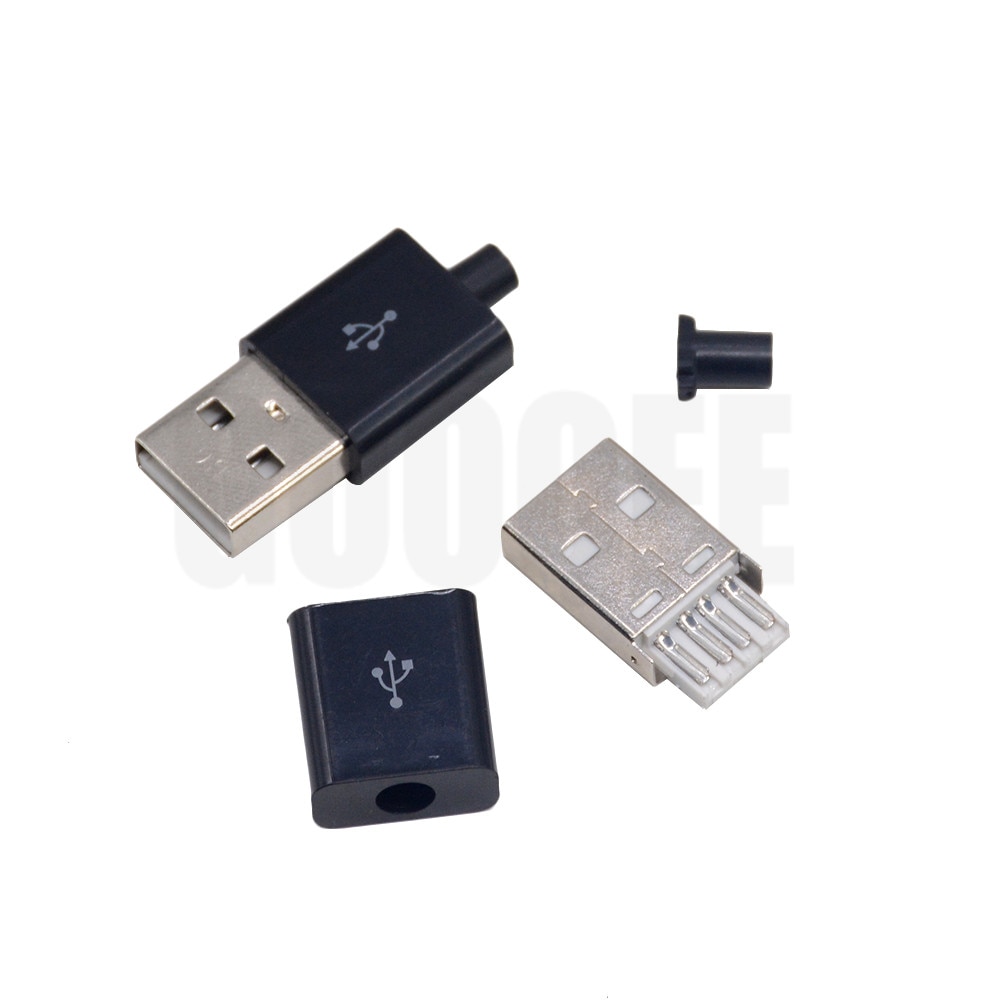 10 stks/partijen DIY USB 2.0 Male Plug Connectors Kit Zwart Wit 5P Data Lijn Accessoires Interface