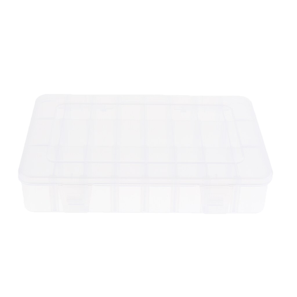 Small Plastic Storage Box with 24 Compartments and Adjustable Dividers Clear Organizer Boxes for Beads, Jewelry