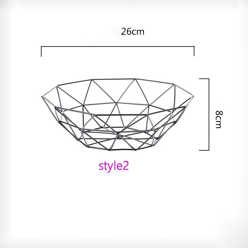 Cesta oco de frutas, cesta de frutas para cozinha, tigela, acessórios domésticos, organizador de petiscos, cestas de armazenamento de alimentos: Style2 Black