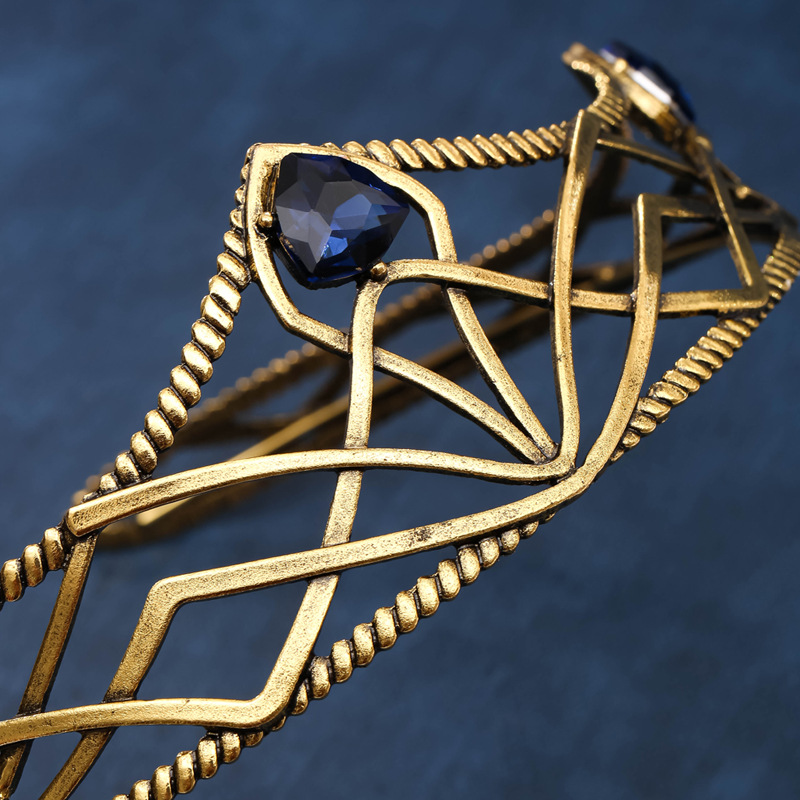 Film Elfen Koning Ronde Kroon Tiara Vintage Barok Kristal Tiara Bekroont Prinses Koningin Diadeem Hoofdband Bruiloft Haar Accessoires