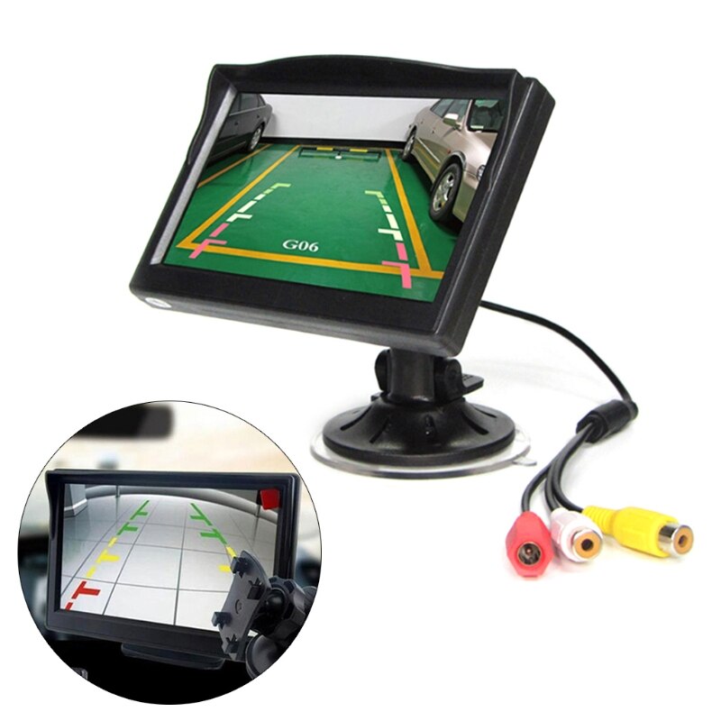 D7YA Car Parking Assistant System Kit LCD Monitor Display Rearview High Definition Screen Back-up Camera Rear View Camera: Suction cup