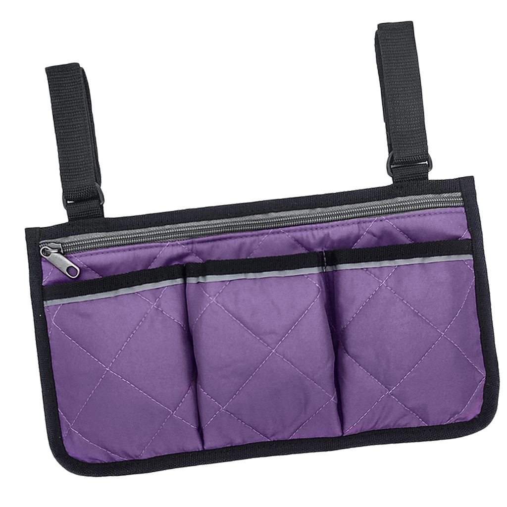 Pochette universelle d'organisateur de rolateur de sac de marcheur, sac latéral de Scooter de fauteuil roulant pour le stockage de casse-croûte de portefeuille de articles divers: Purple