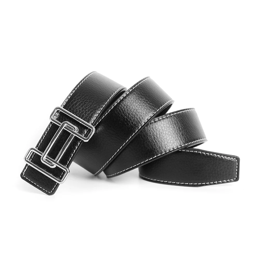 Luxe Pin Gesp Riem Heren Koeienhuid Vrouwen Echt Echt Leren Jurk Riem Voor Jeans Tailleband Blauw