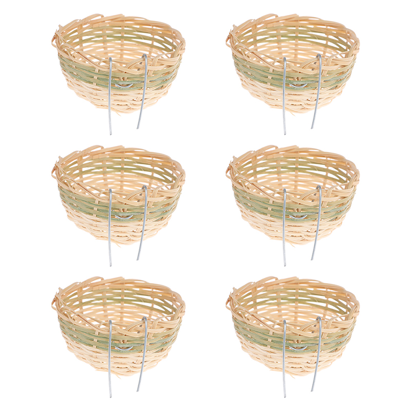 6pcs Handmade Bamboo Bird Breeding Nest Bed for Parakeet Canary Finch Swallow: Default Title