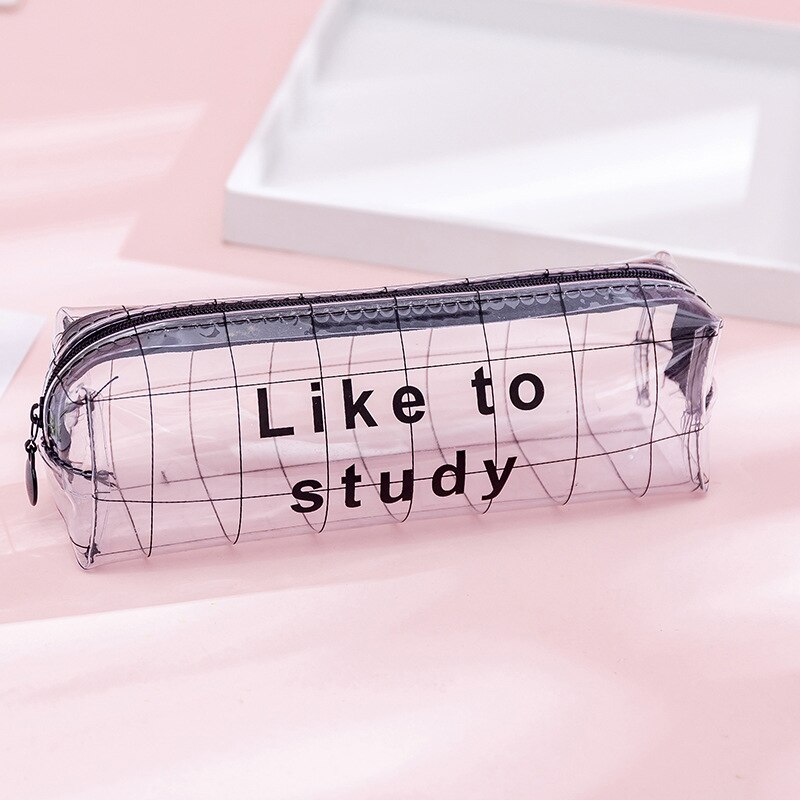 Estuche escolar transparente con forma de corazón Kawaii, estuche de lápices grande de PVC, estuche de bolígrafo transparente para niñas y niños, papelería coreana