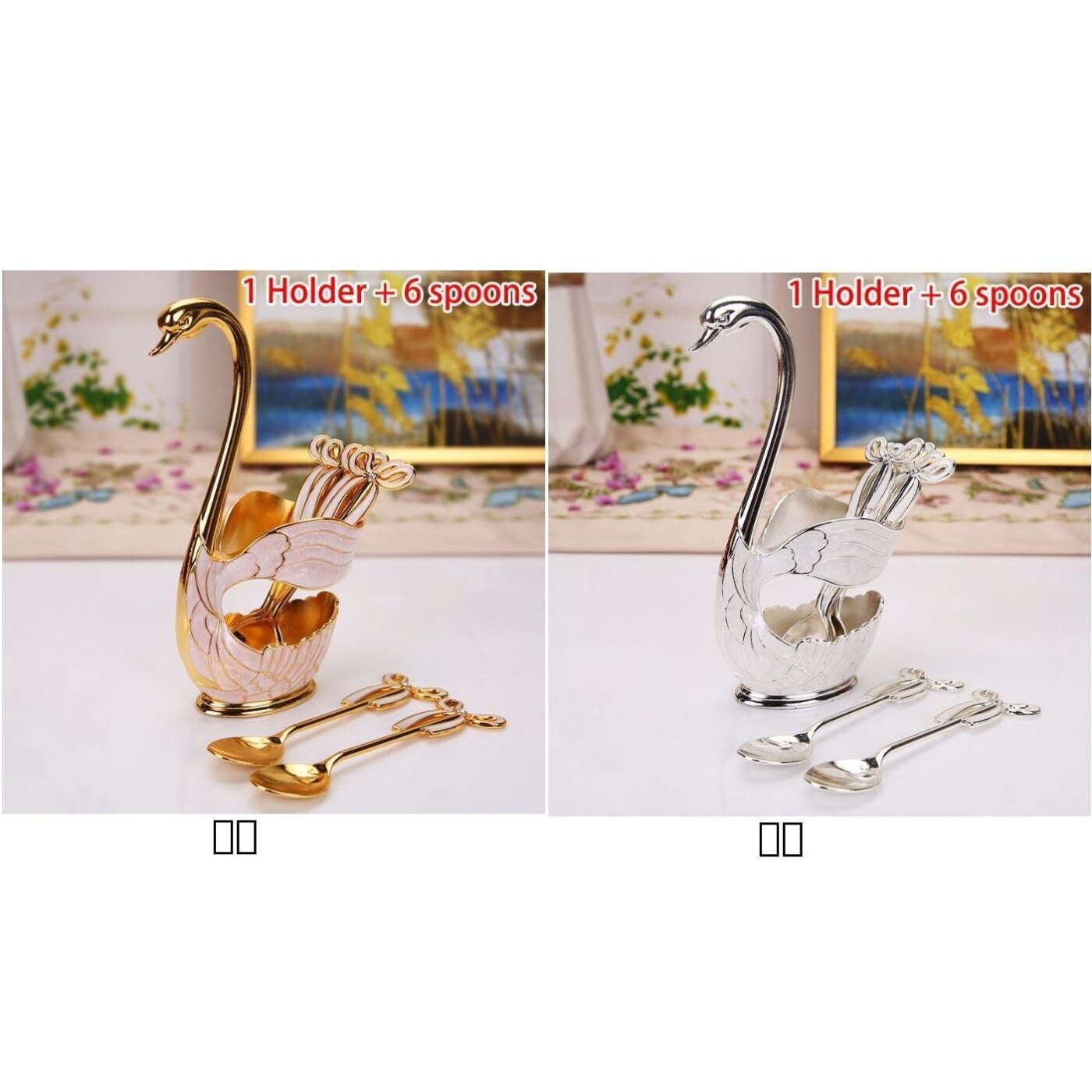 Stainless Steel Swan Fruit Base Holder Forks Salad Dessert Forks Coffee Spoon Cake Tableware Zero Waste Flatware Holder Cutlery