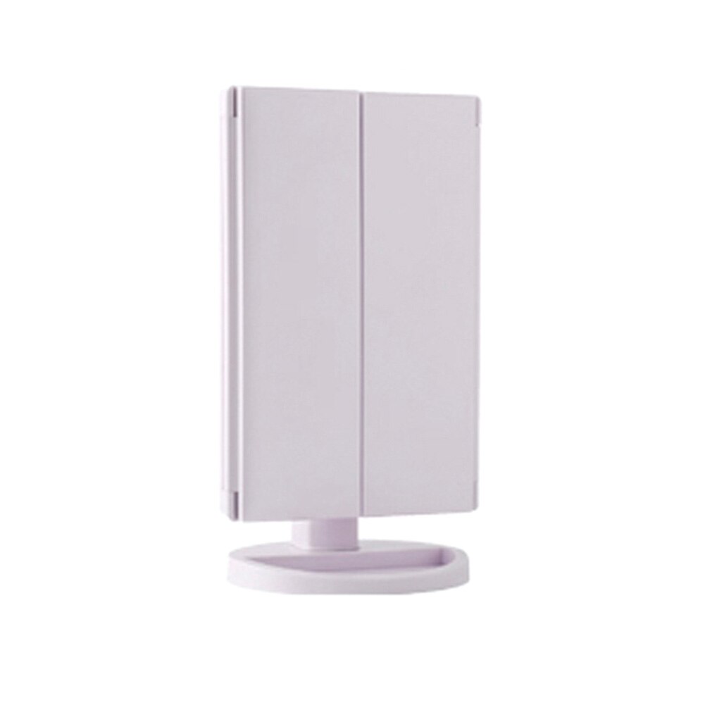 LED Makeup Vanity Mirror Tri-Fold 2X 3X Magnification Light Rotating Adjustable Touch Dimming Makeup Mirror: White