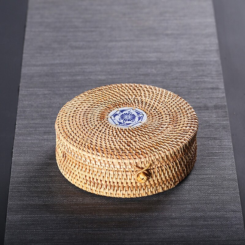 Handmade Rattan Pu'Er Tea Cake Storage Box Cake Storage Box Can Kitchen Container Storage