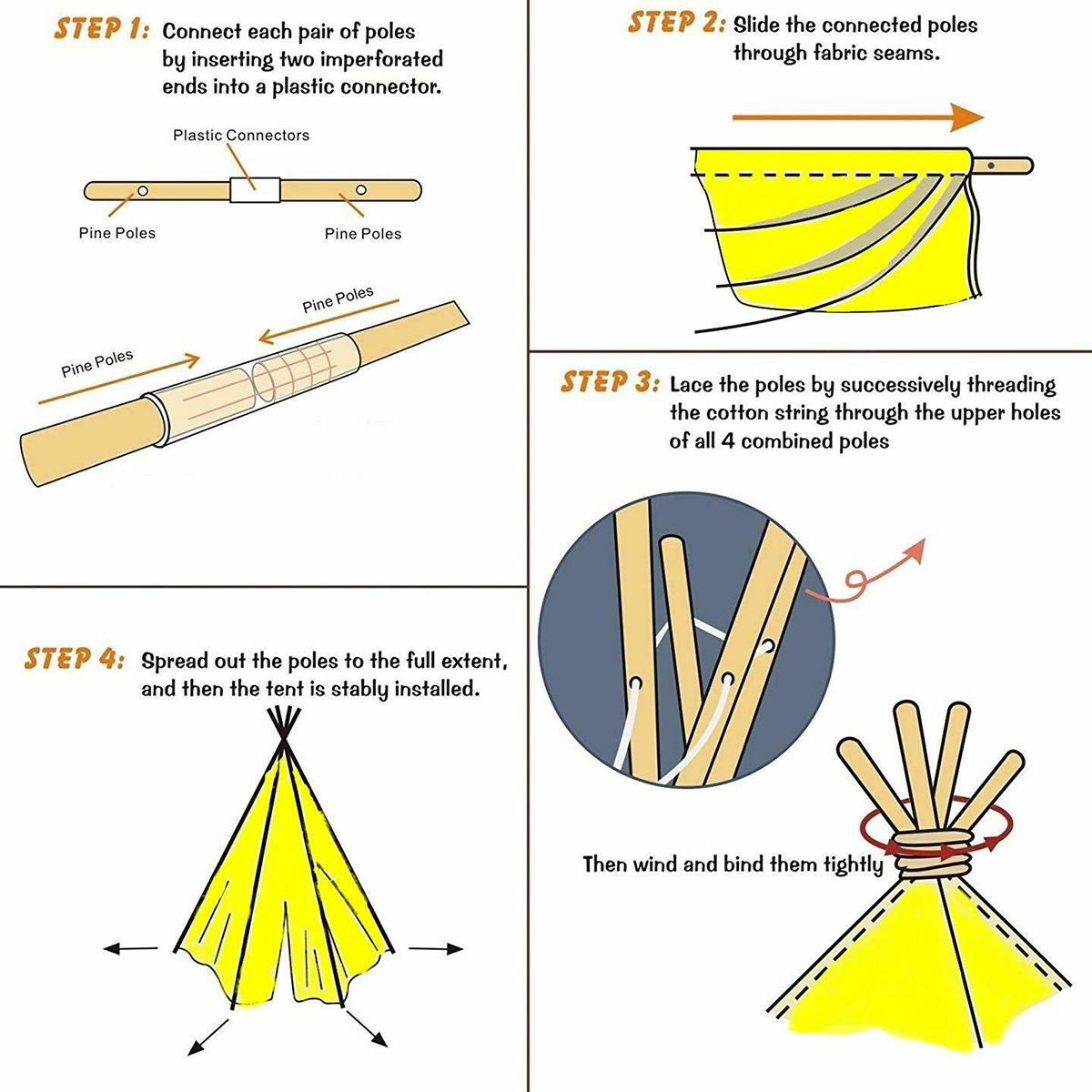 130cm/160cm Teepee grande lino in cotone per bambini Teepee tela Playhouse indiano gioco tenda casa bianco bambini Tipi Tee Pee tenda