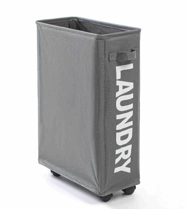Cesto para la ropa sucia con ruedas, cesta plegable, forro de malla, resistente al agua, organizador duradero: dark grey