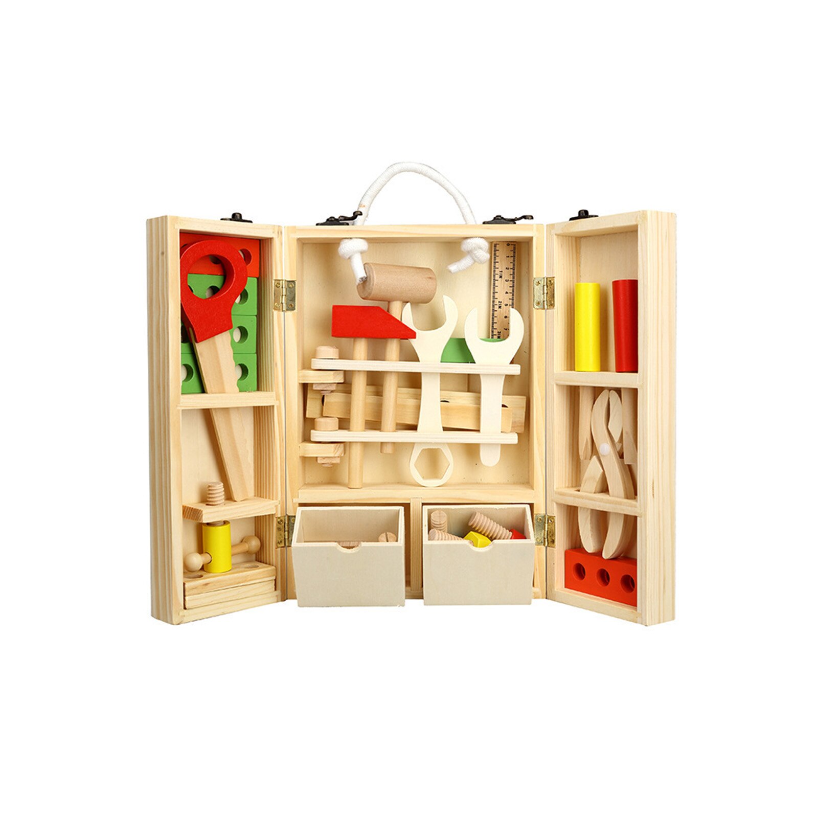 Children Diy Portable Multifunctional Wooden Simulation Toolbox Set Combination Explore Science Early Educational Play House