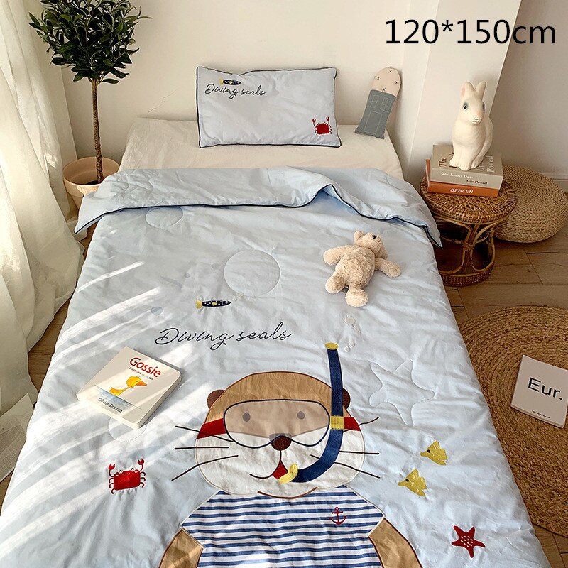 Børn tegneserie blød og behagelig quilt air conditioning quilt enkelt lur tynd quilt seng dækker vaskbart sengetøj artikel: 4