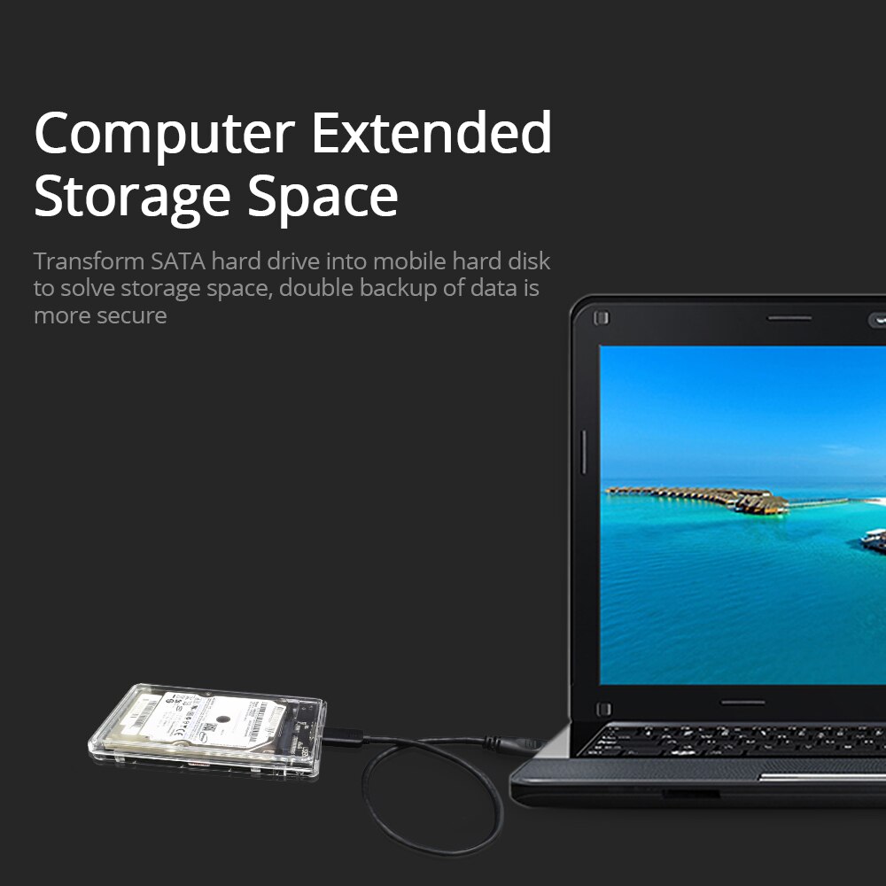 Tishric gennemsigtig 2.5 hdd/ssd etui harddisk kabinet/boks sata til usb 3.0 adapter uasp protokol op  to 2tb harddisk cover