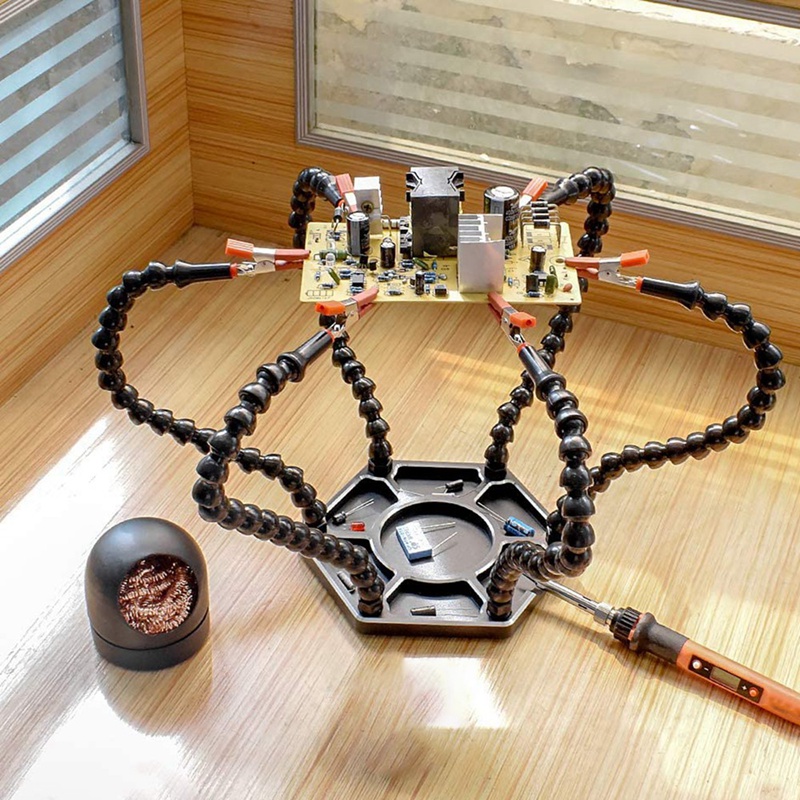 Helpende Handen Soldeerstation, Derde Hand Met Zes Flexibele Solderen Helpende Hand Armen, Soldeerbout Tip Houder