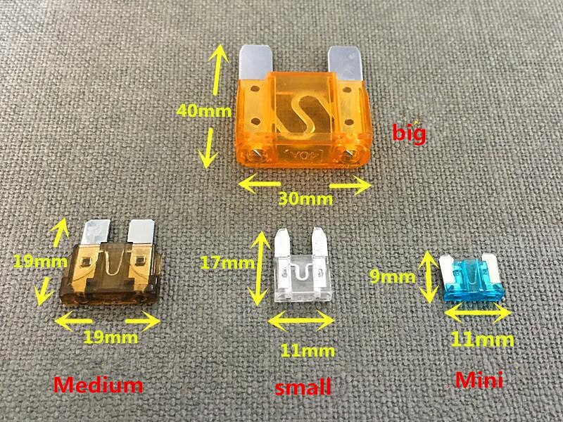 Kawish 100 stks/partij Auto Truck ATC Zekering verschillende AMP Mini, kleine en medium Blade Gemengde Set