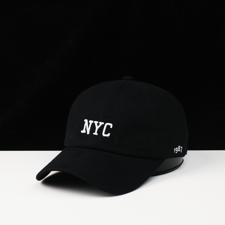 Stil forår efterår bomuld unisex york brev brodere enkel lethed match street par solcreme baseball cap: Sort