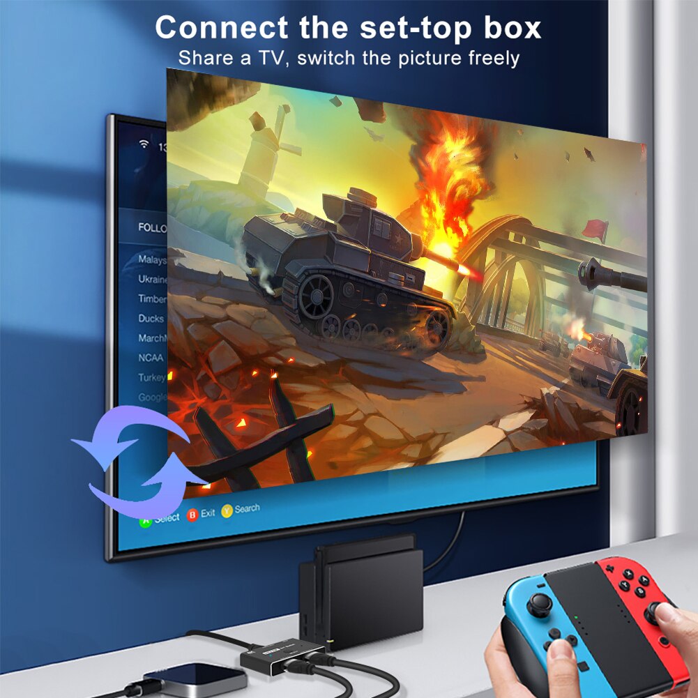 Hdmi-Compatibel 2.1 Switcher 2 In 1 Out 8K @ 60Hz 4K @ 120Hz Ultra hd Switcher Adapter Splitter Voor PS4 Tv Box Hdtv Xbox Projector