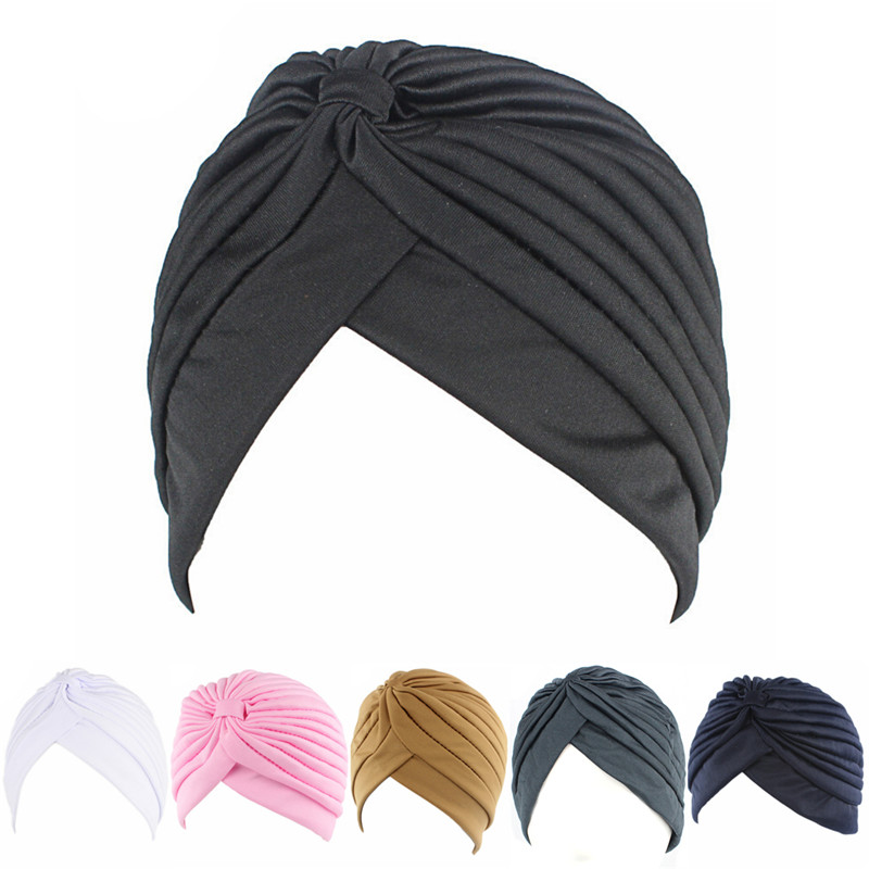 Kvinner elastisk tøyelig beanies hatt bandanas stor sateng panser hijab lokk hatt til musleim kvinners ensfarget muslimsk turban lokk 1 stk