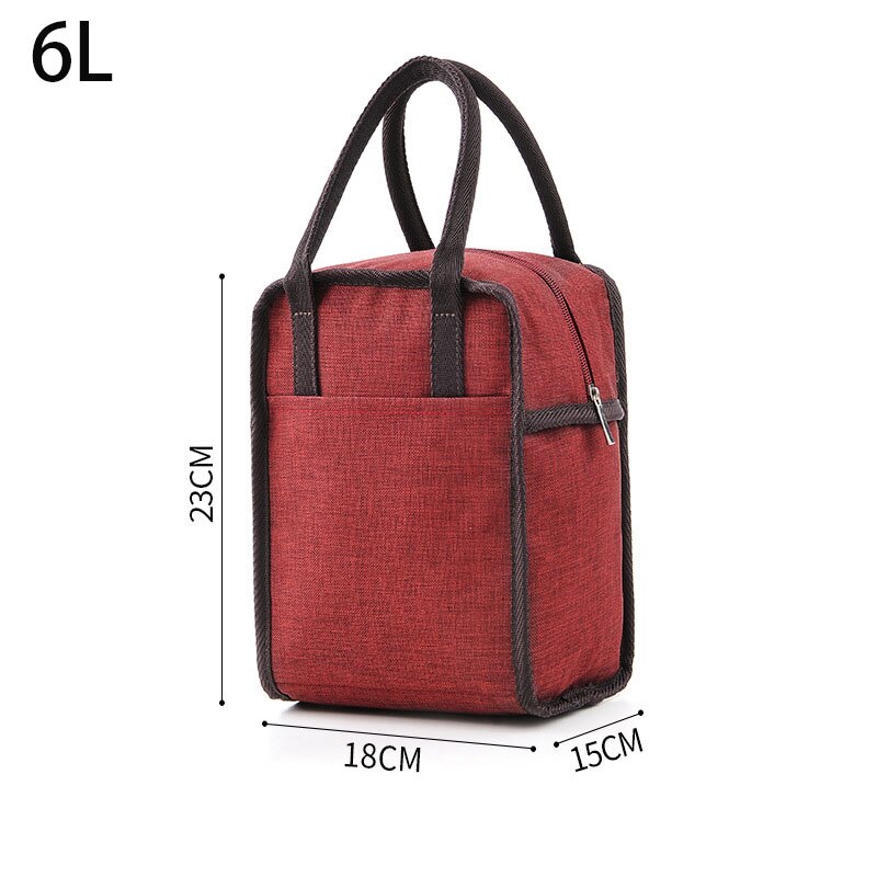 6L Thermal Insulated Bags For Women Kids Tote Picnic Cooler Lunch Bag Cooler Bento Lunch Box Tote Bags: Red