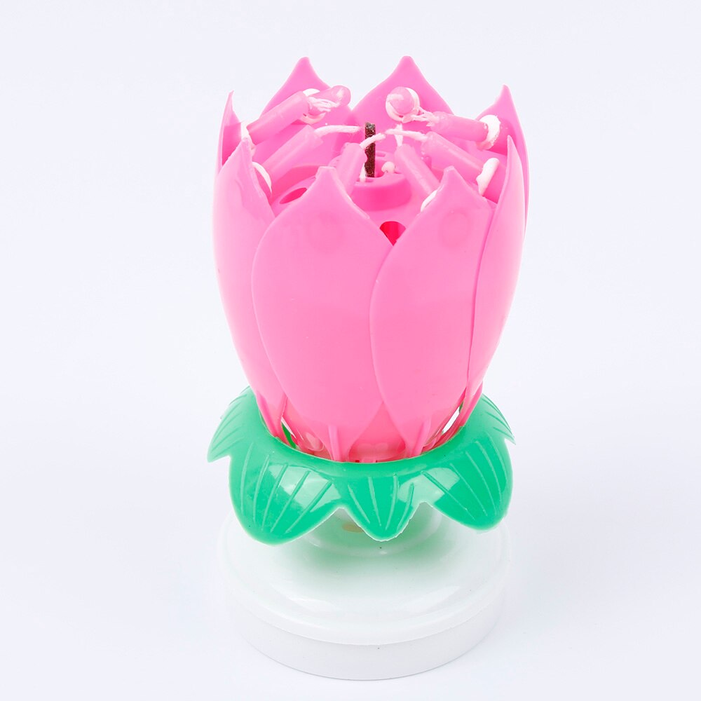 Musical Rotating Lotus Birthday Cake Topper – Colorful Blossom Candles With Happy Birthday Tune