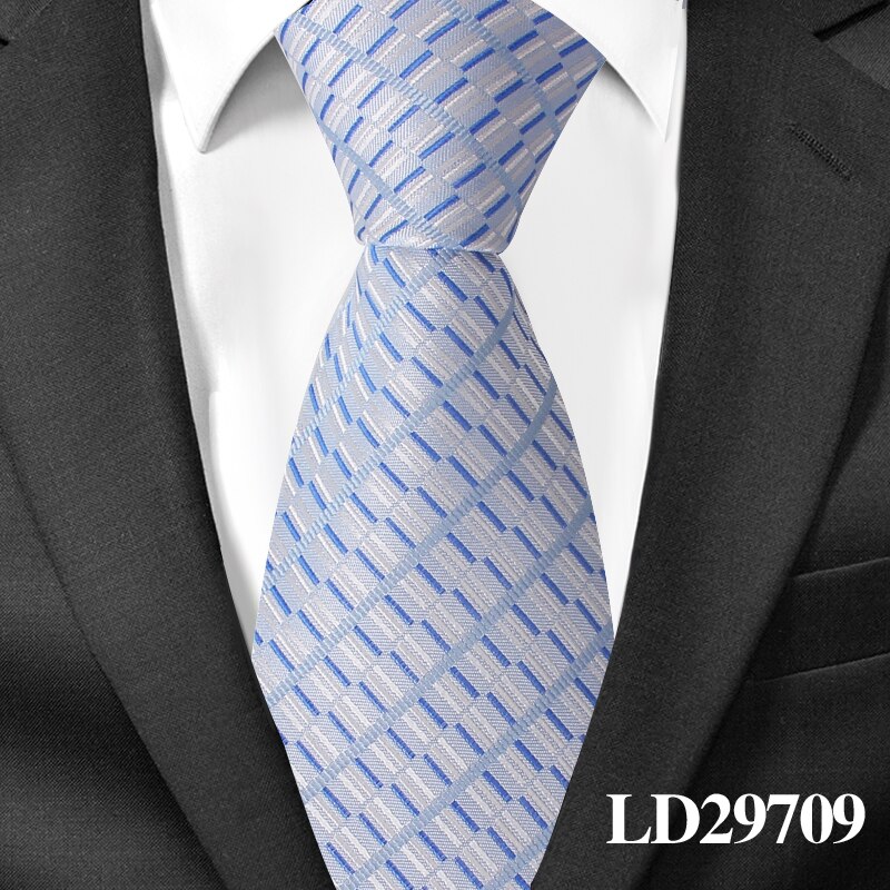 Silke hals slips til mænd jacquard mænd slips til bryllup forretning 8 cm brede plaid slips klassiske dragter hals slips: Ld29709