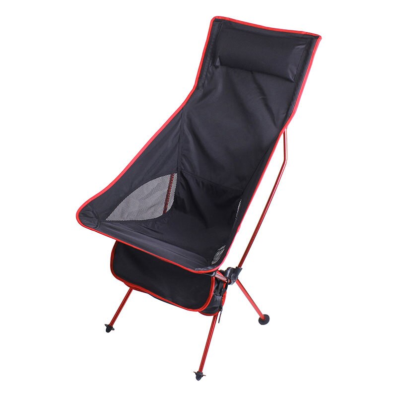 Bærbar camping udendørs sæde sammenfoldelig fiskestol letvægts have ultralightextended vandrestole bbq strandstol med taske: Rød