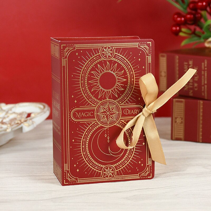 5Pcs Book Shape Candy Boxes with Ribbon Baby Shower Wedding Favors Box Home Birthday Party Decoration Supplies: T09