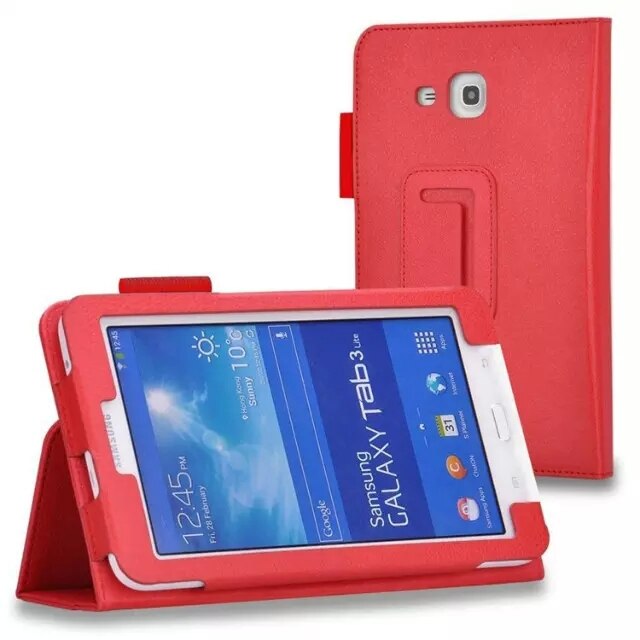 Funda de piel sintética para Samsung Galaxy Tab E Lite, protector de piel sintética con soporte de SM-T113 para Samsung Galaxy Tab 3 lite 7,0 SM-T116 SM-T110 7,0: red