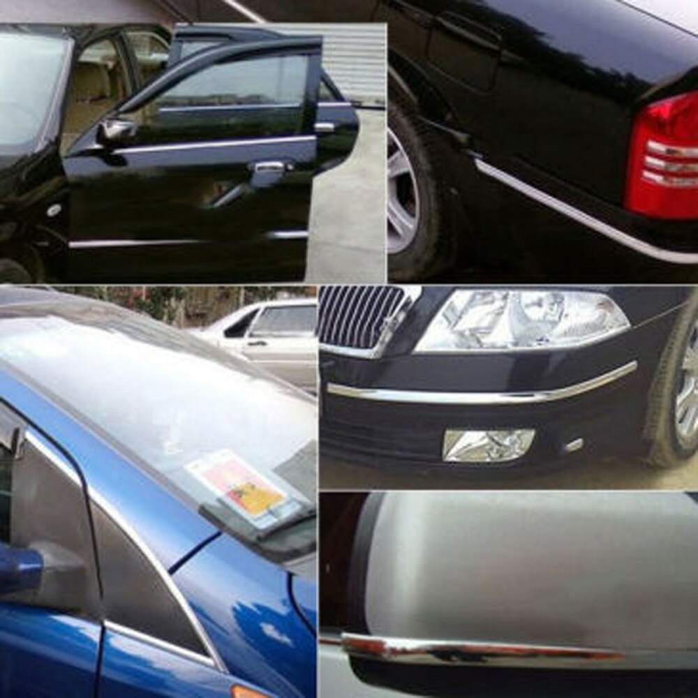 12mm Auto Bumper Strip Adhesive Zilver Chrome Moulding Trim Slijtvast