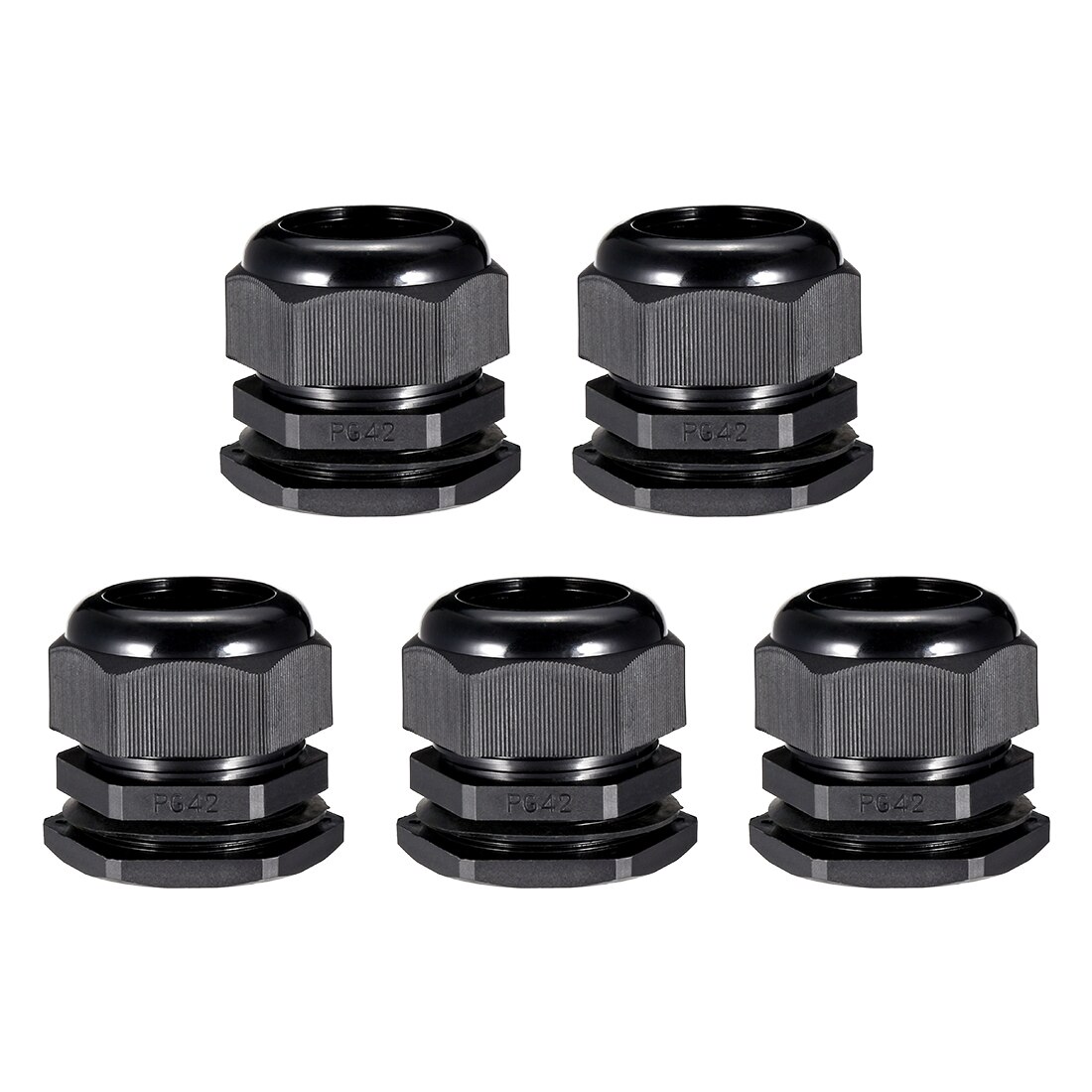 uxcell 5 Pcs PG42 Cable Gland Waterproof Plastic Joint Adjustable Locknut Black for 32mm-38mm Diameter Cable Wire