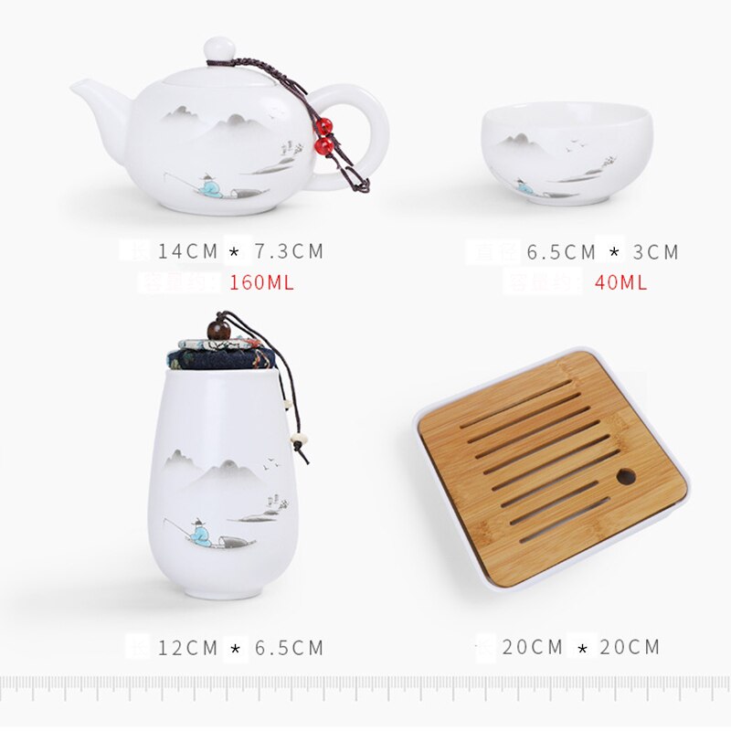 Chinese Style Travel Tea Set 1 Pot /4 Cups Ceramics Teapot Cup Tea Can Tea Set China Teaware Sets