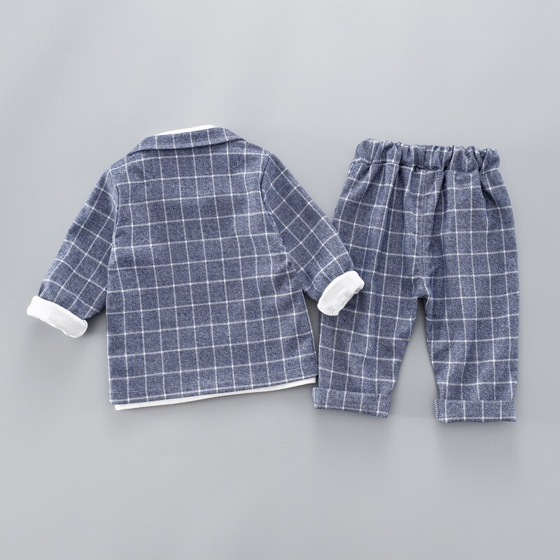 Hylkidhuose Baby Jongens Kleding Sets Peuter Baby Kleding Suits Herfst Plaid Jas T-shirt Broek Kind Casual Kostuum