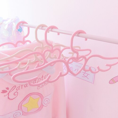 Angel Wing Shape Traceless Non-Slip Hanger Wardrobe Organizer For Home Hotel Clothes Hangers Scarf Tie Hook Lelakaya 5/10PCS Set: 5PCS Pink