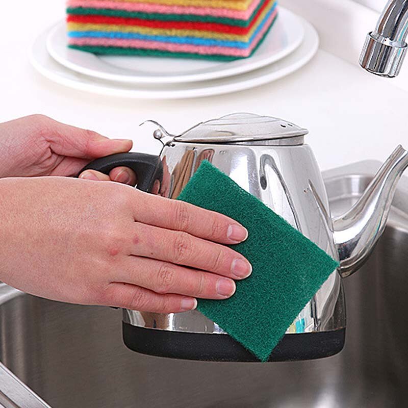 Clean 10pcs Kitchen Home Scouring Scour Scrub Cleaning Pads Random Color Strong Decontamination Dish Towels