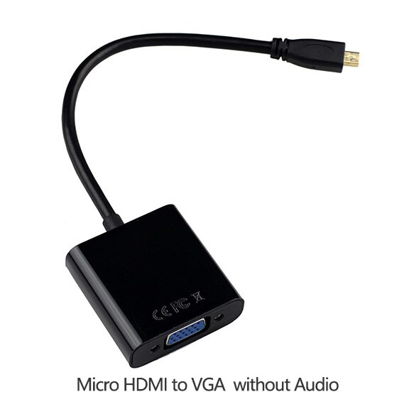 Micro Hdmi Naar Vga Adapter Kabel Hdmi Male Adapter Naar Vga Female Converter Kabel Voor Projector Pc PS3 4 Xbox hdtv Andorid Tv Box: Without Audio Black