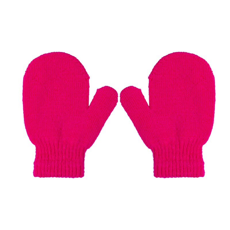 1 paar Baby Peuter Wanten Handschoenen Jongens Meisjes Winter Kinderen Cartoon Warme One Size Katoen Effen Leuke Zachte Sneeuw Buiten accessoires: Rose Red
