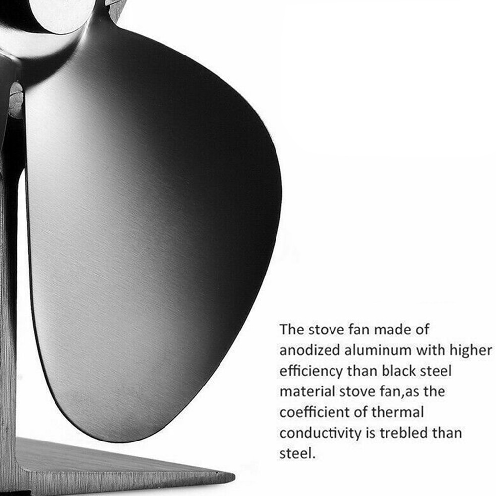 Aluminum Heat Powered Stove Fan 3 Blades for Fireplace Efficient Heat Distribution Log Burning Fireplace Parts Accessories