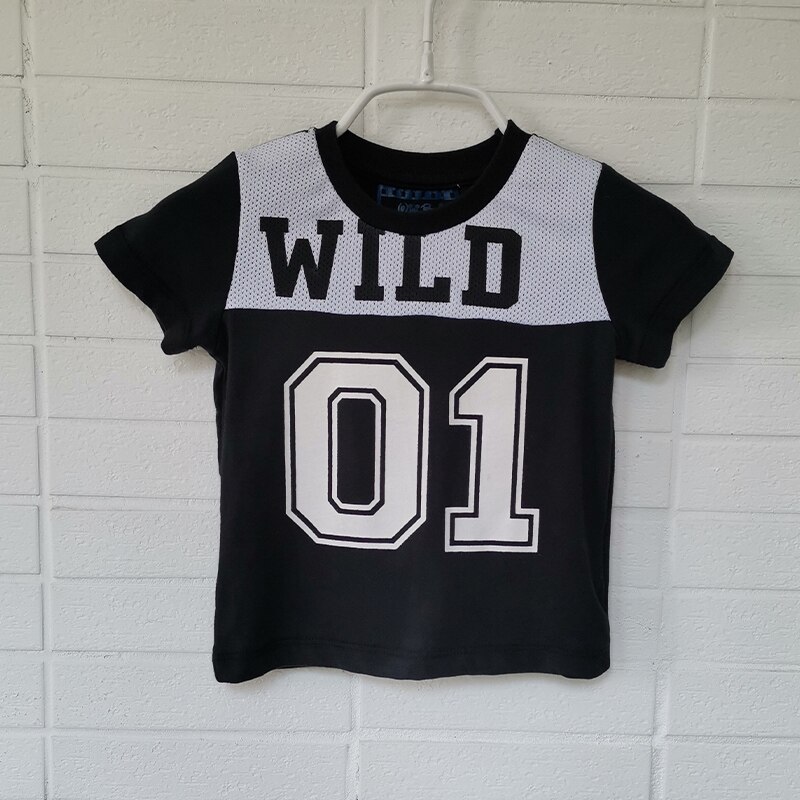 Baby Boy Short Sleeve t-shirts Sport Bebe Top Baby Printed Football Tee Kids Clothes Cotton Black White Baby Clothes 0-24Months