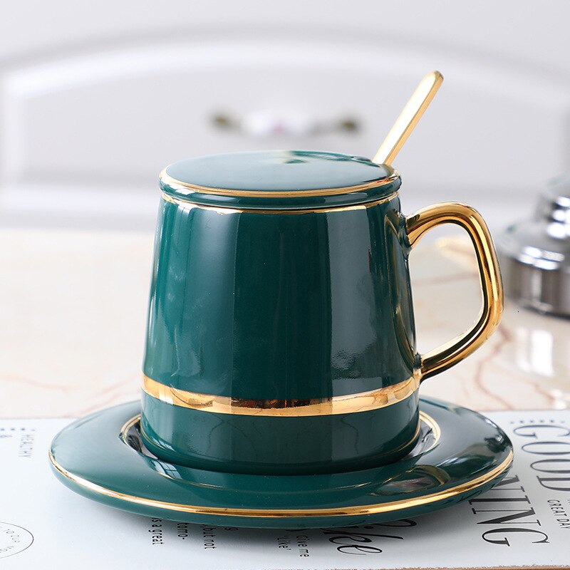 Tasse à café en céramique café Latte d'art | Luxueuse tasse à café lait, Europe du nord, thé de l'après-midi ménage service à thé noir: Green